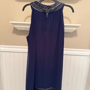 Asymmetrical Blue Embellished Blouse